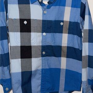 Blue Plaid Button-Up Shirt